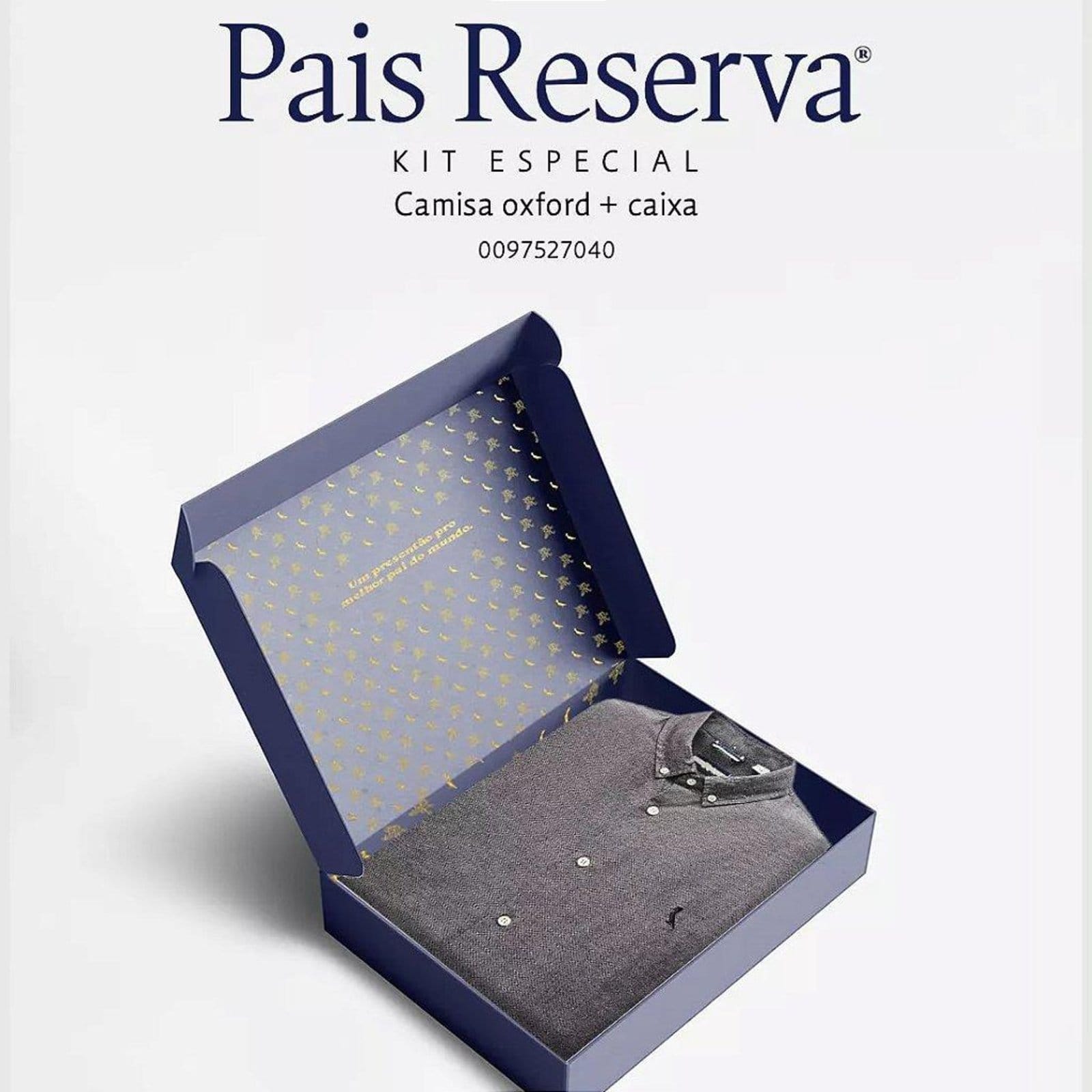 Vista 2 Camisa Social Reserva Oxford Manga Longa Dia dos Pais Cinza RESERVA GO grafite