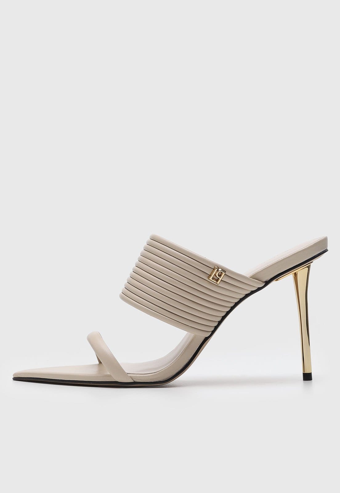 Sandália Feminina Lança Perfume Salto Fino Alta Off-white