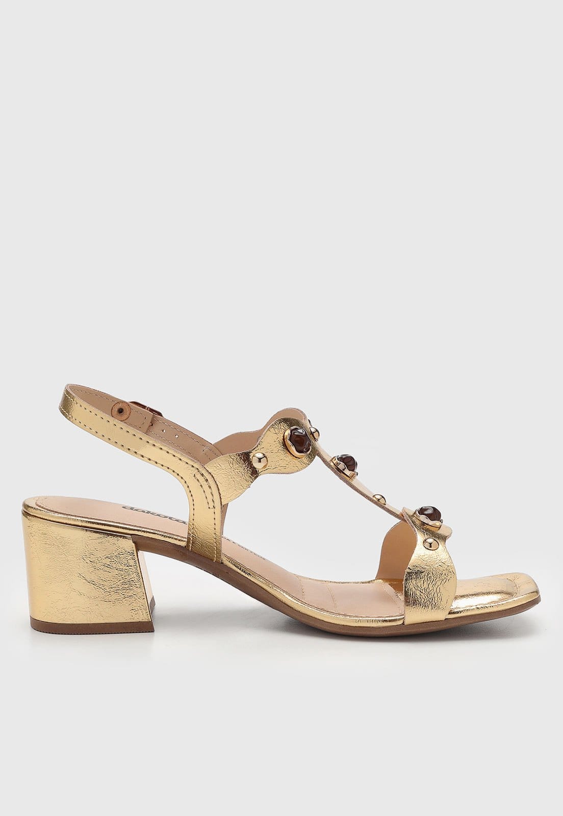 Vista 2 Sandália Baixa Feminina Dakota Pedrarias Dourada Dakota dourado