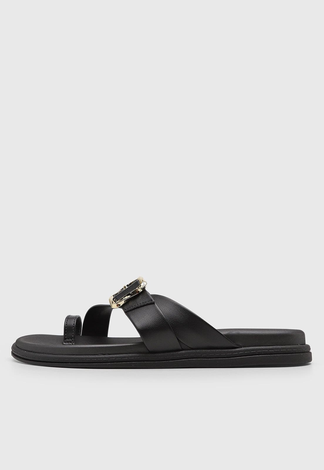 Vista principal Rasteirinha Feminina Beira Rio Tiras Fivela Preta BEIRA RIO preto