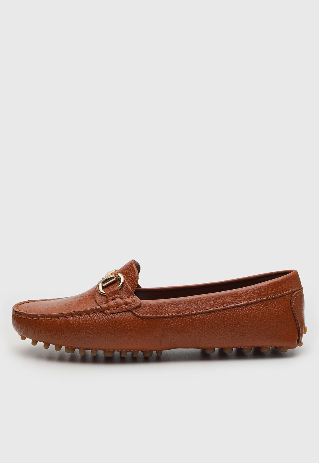 Vista principal Mocassim Feminino Arezzo Detalhe Metálico Arezzo caramelo