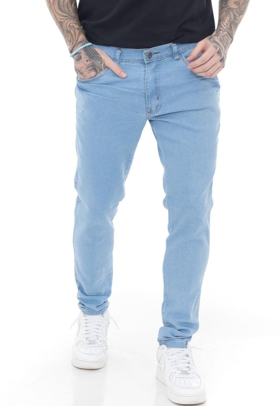 Vista 2 Calça Masculina Tempo Hábil Super Skinny Delave Fashion Claro 5 Estilo azul