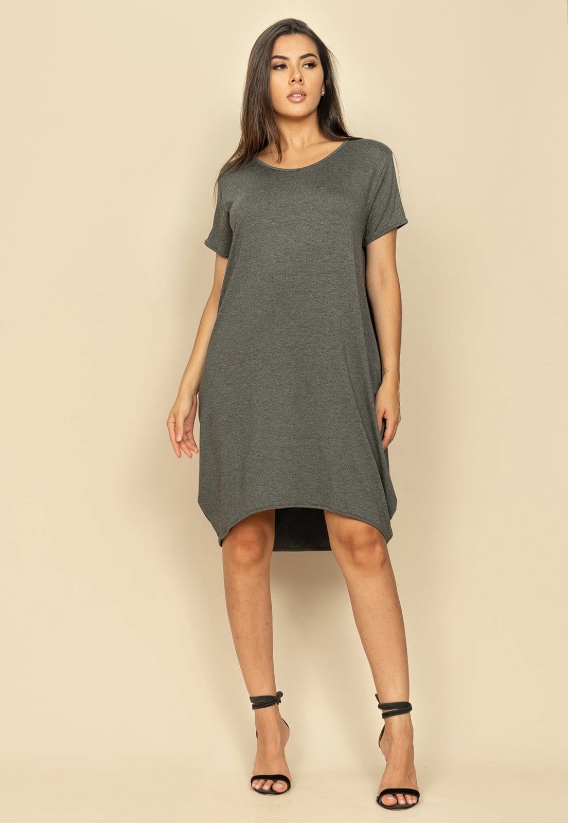 Vista 2 Vestido Curto Malha Amplo Always Mescla Amazonia Vital cinza