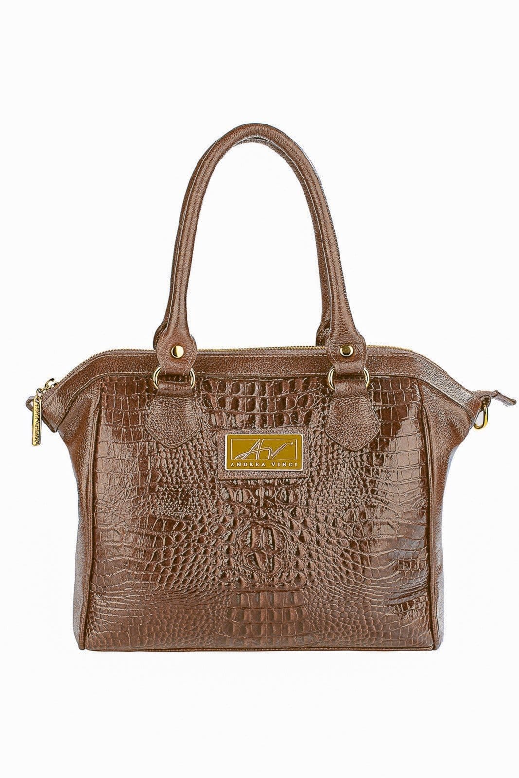 Bolsa Andrea Vinci estruturada de couro croco Leila - Whisky