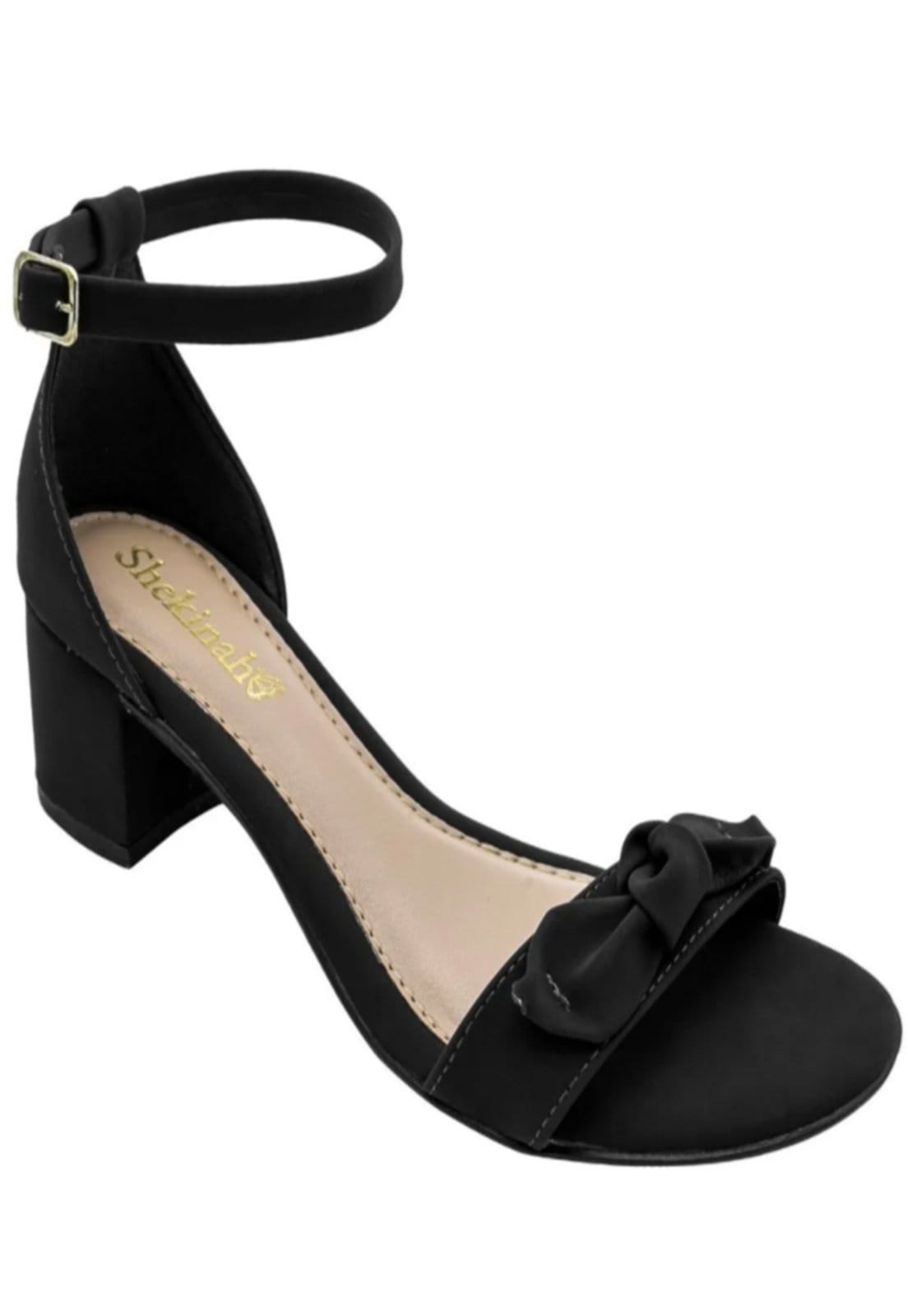 Vista 2 Sandália Feminina Salto Baixo Grosso Shekinah Confortável Shekinah preto