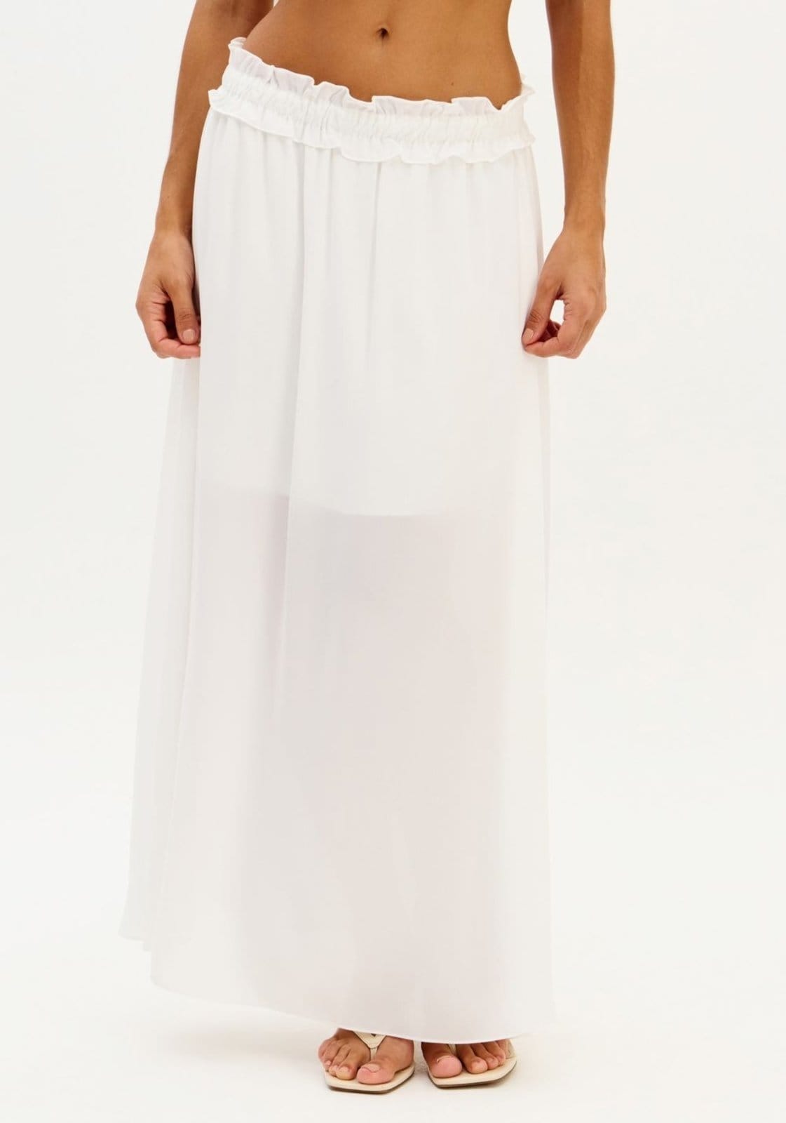 Vista 2 Saia Super Midi Evasê Cós De Babado My Favorite Things branco