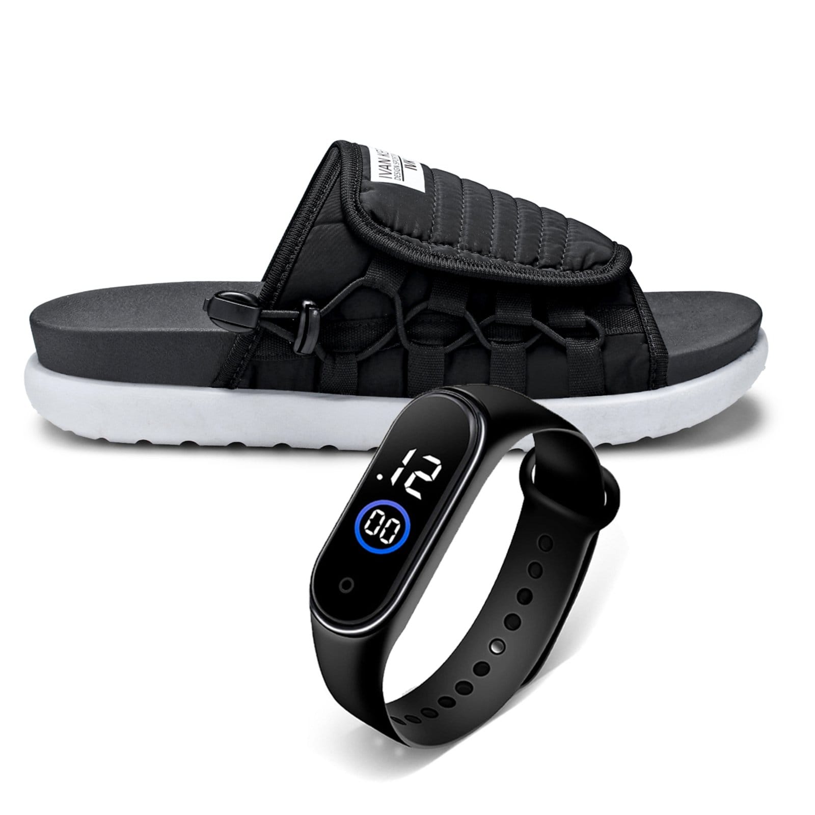 Chinelo Masculino Slide Confortável Anatômico Macio Moderno Antiderrapante Com Relógio