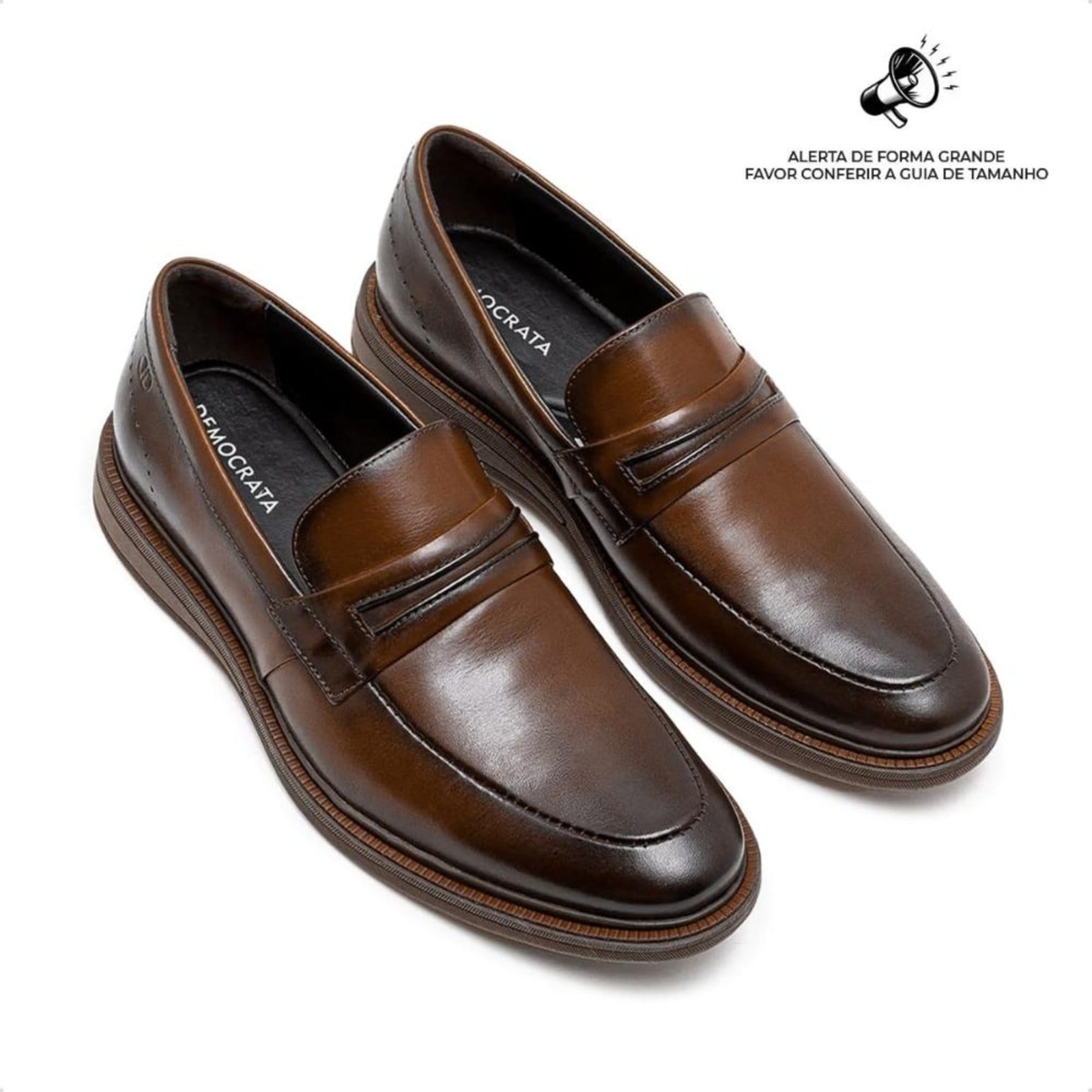 Vista 2 Sapato Social De Couro Democrata Masculino Metropolitan Bay 273103 DEMOCRATA marrom