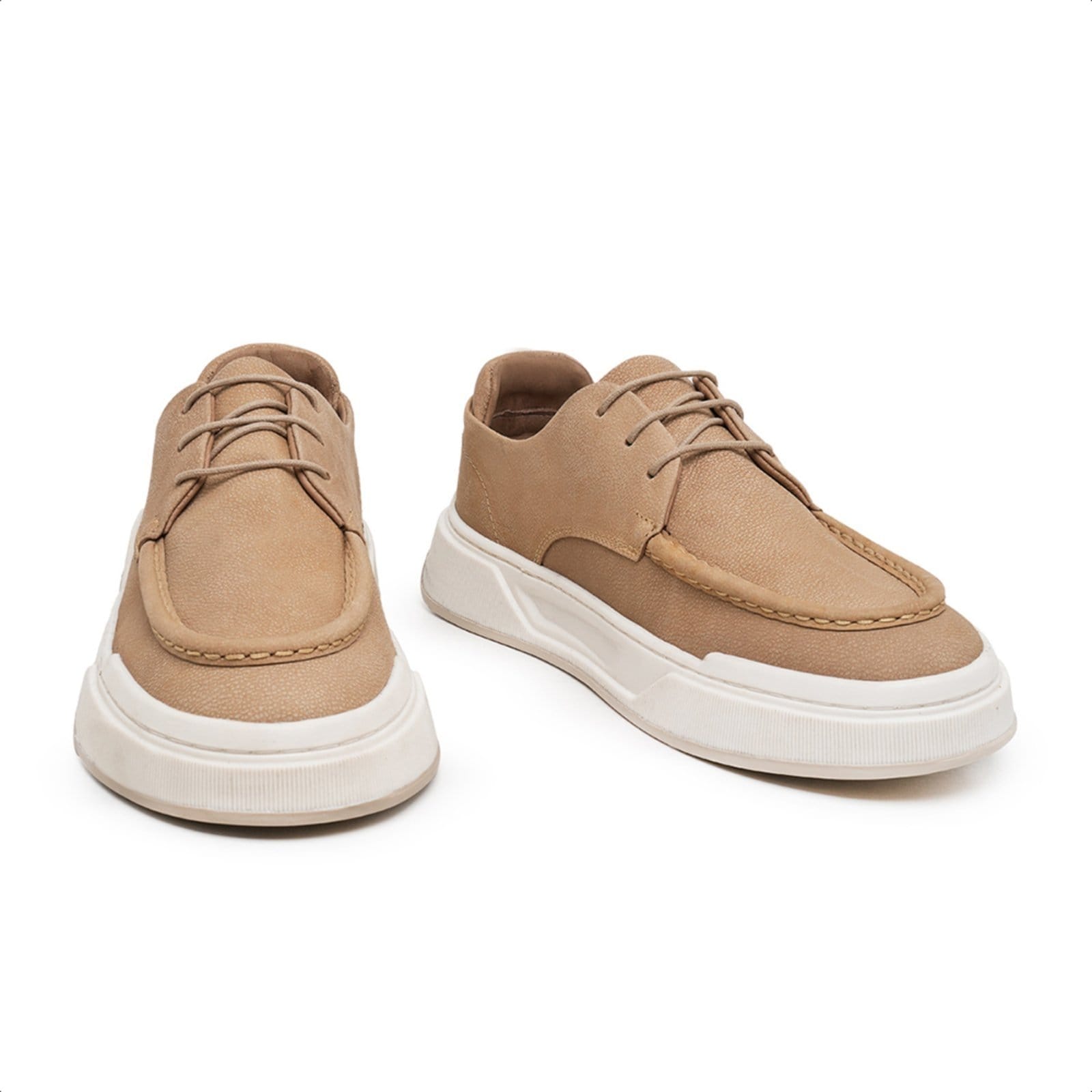 Vista 2 Tênis Masculino Malbork Couro com Solado Branco 027000BG Malbork bege