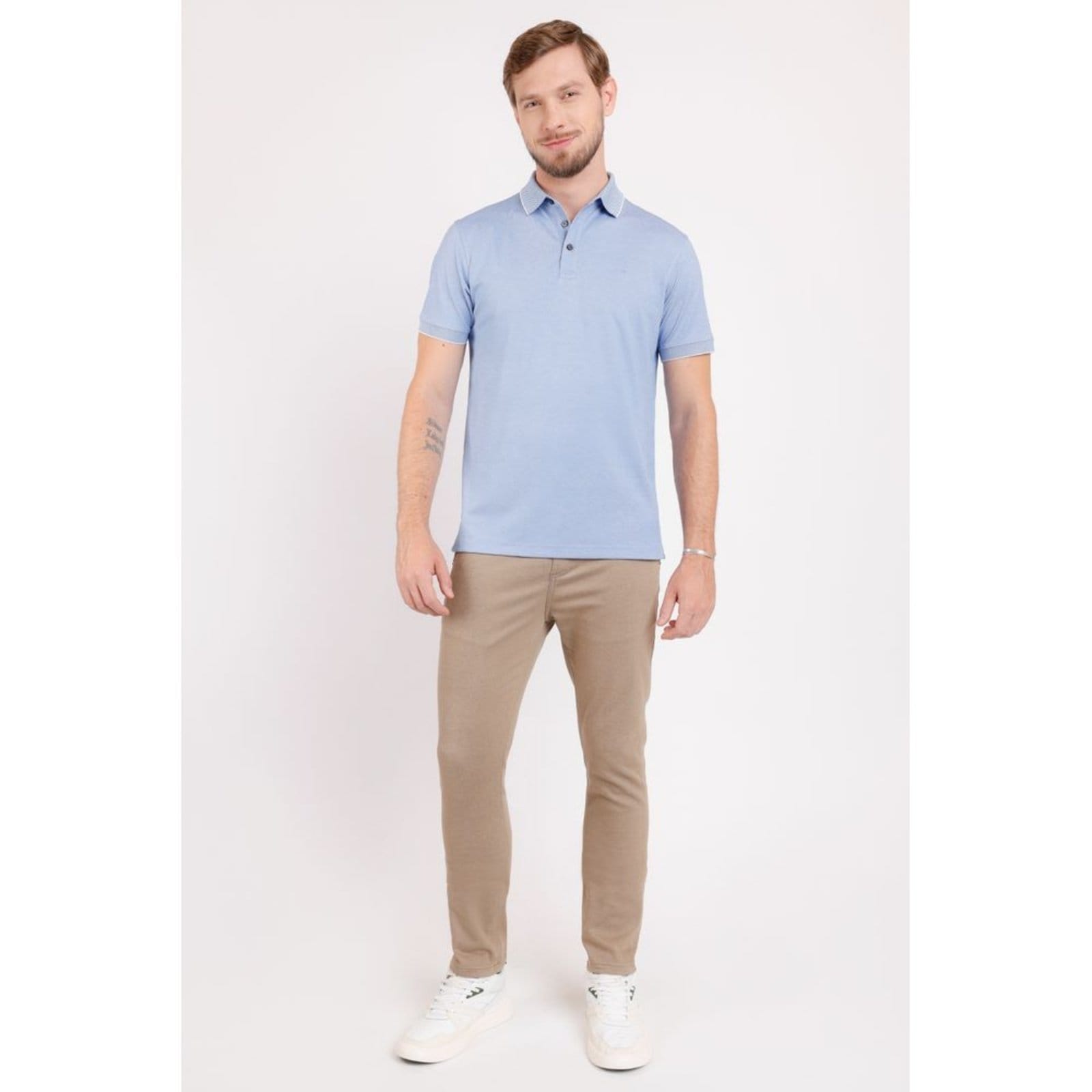 Vista 2 Polo Aramis Interlock Tech Manga Curta Azul Hortensia Aramis incolor azul