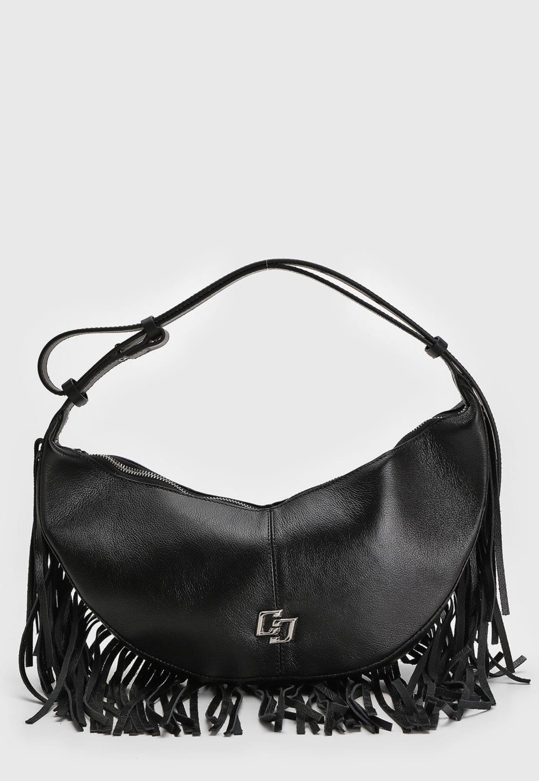 Vista 2 Bolsa Feminina Colcci Meia-Lua Franjas Preta Colcci preto