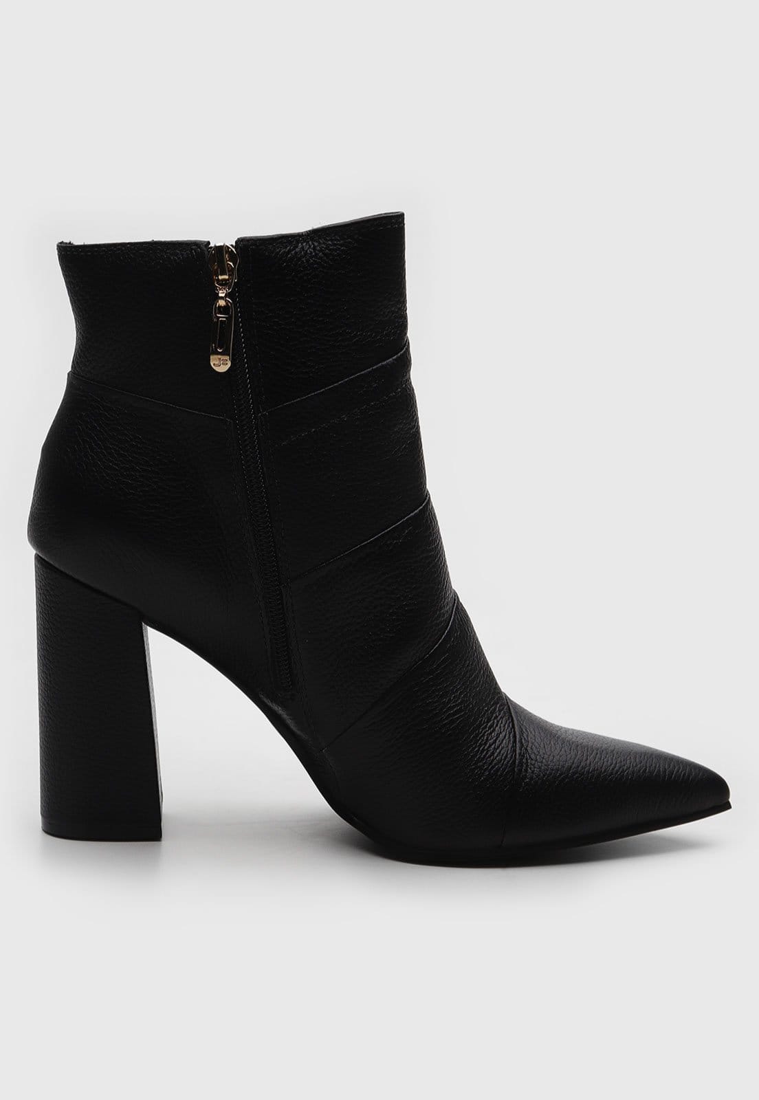 Vista 2 Bota Jorge Bischoff de Couro Recortes Preta Jorge Bischoff preto