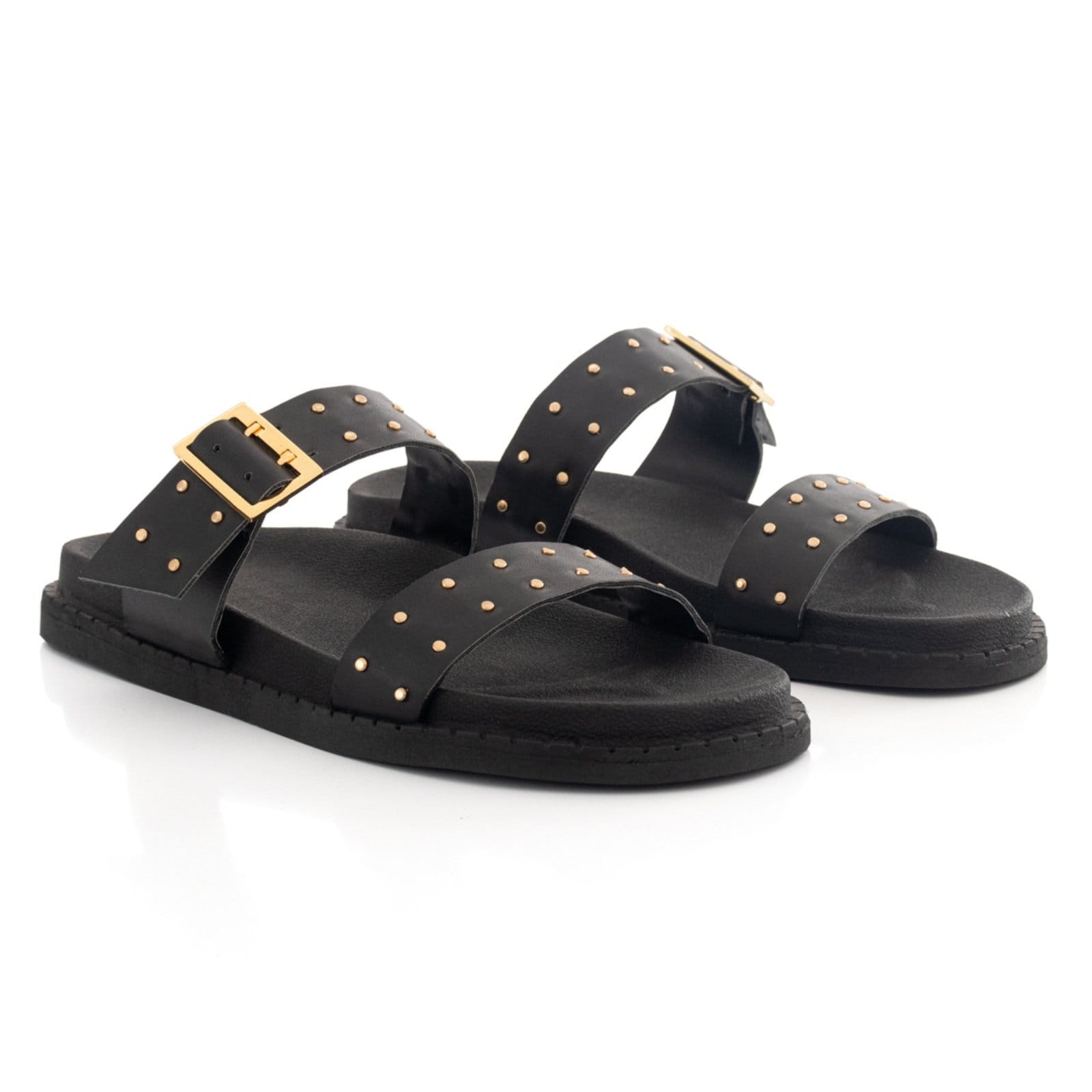 Vista 2 Sandália Feminina Papete Flatform Fivela Metal Confortável Macia Resistente Viteri preto