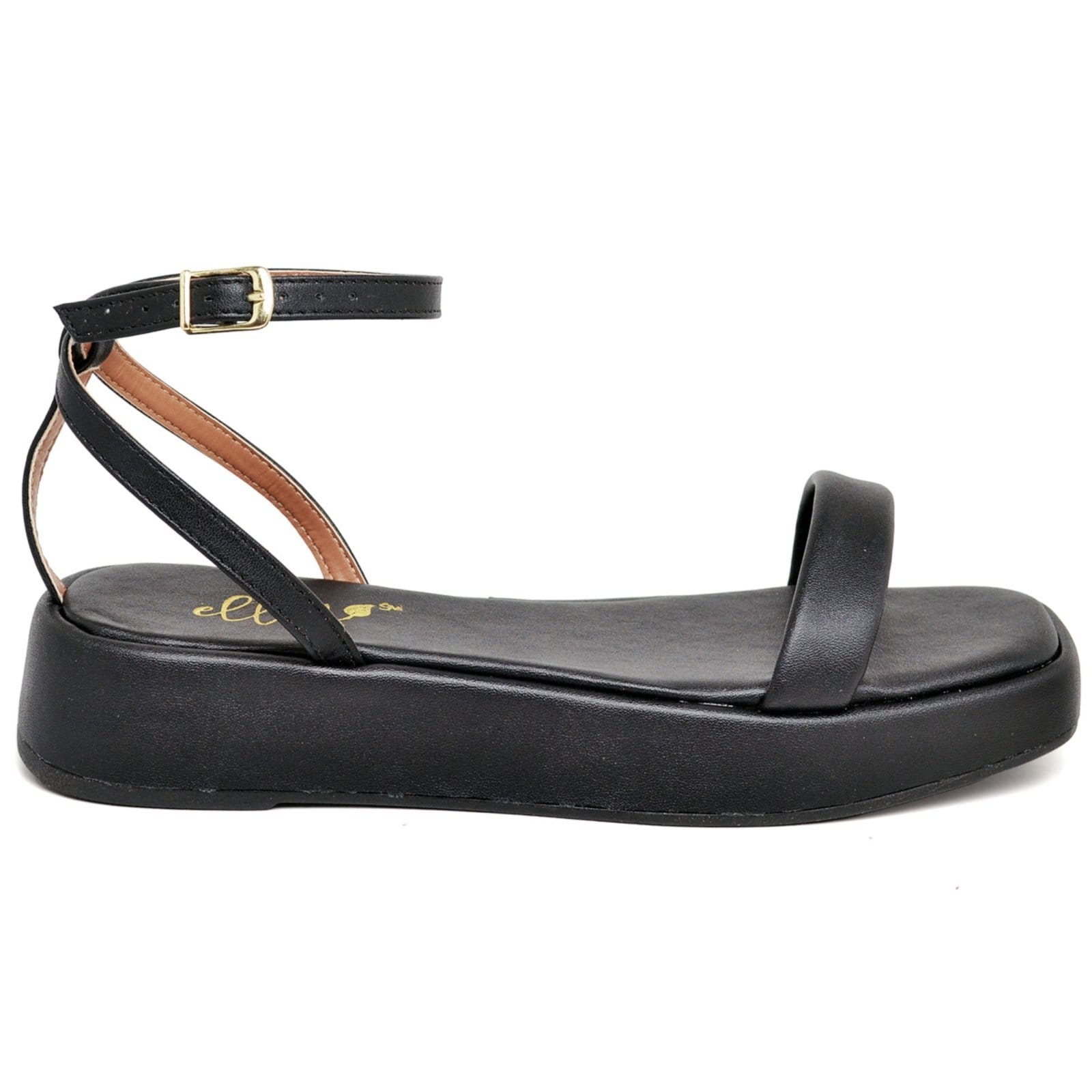 Vista 2 Sandália Flat Feminino Napa Ella's ZAFREM preto