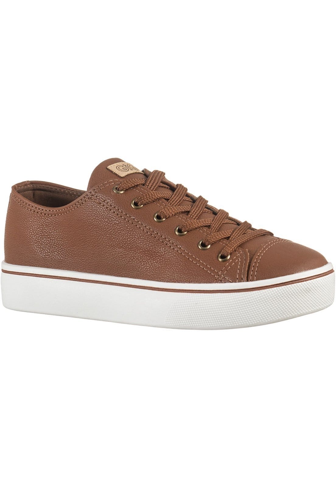 Vista 2 Tenis Casual Gigil Feminino Star Confortável Caramelo Gigil branco