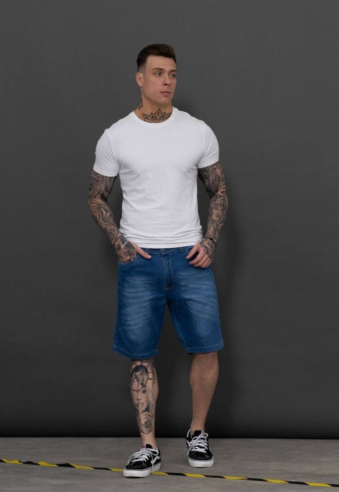 Vista principal Bermuda Masculina Jeans 5 Estilos Comfort Fashion Estilo Moderno ER ESTILO RENOVADO azul