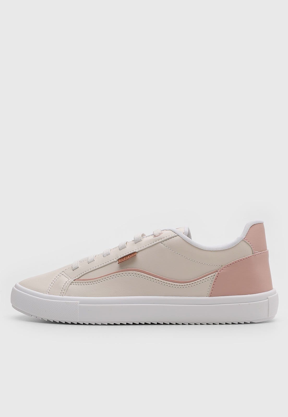 Vista principal Tênis Feminino Anacapri Cadarço Detalhe Rosa Off-White Anacapri off-white rosa