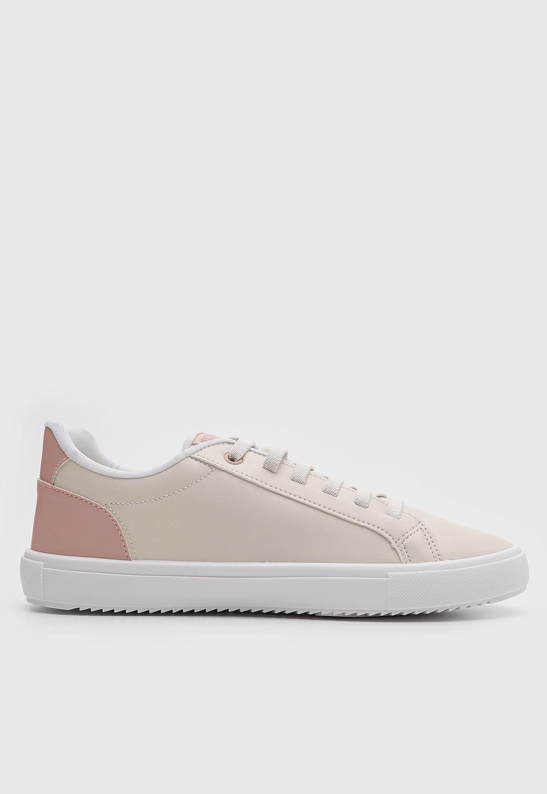 Vista 2 Tênis Feminino Anacapri Cadarço Detalhe Rosa Off-White Anacapri off-white rosa