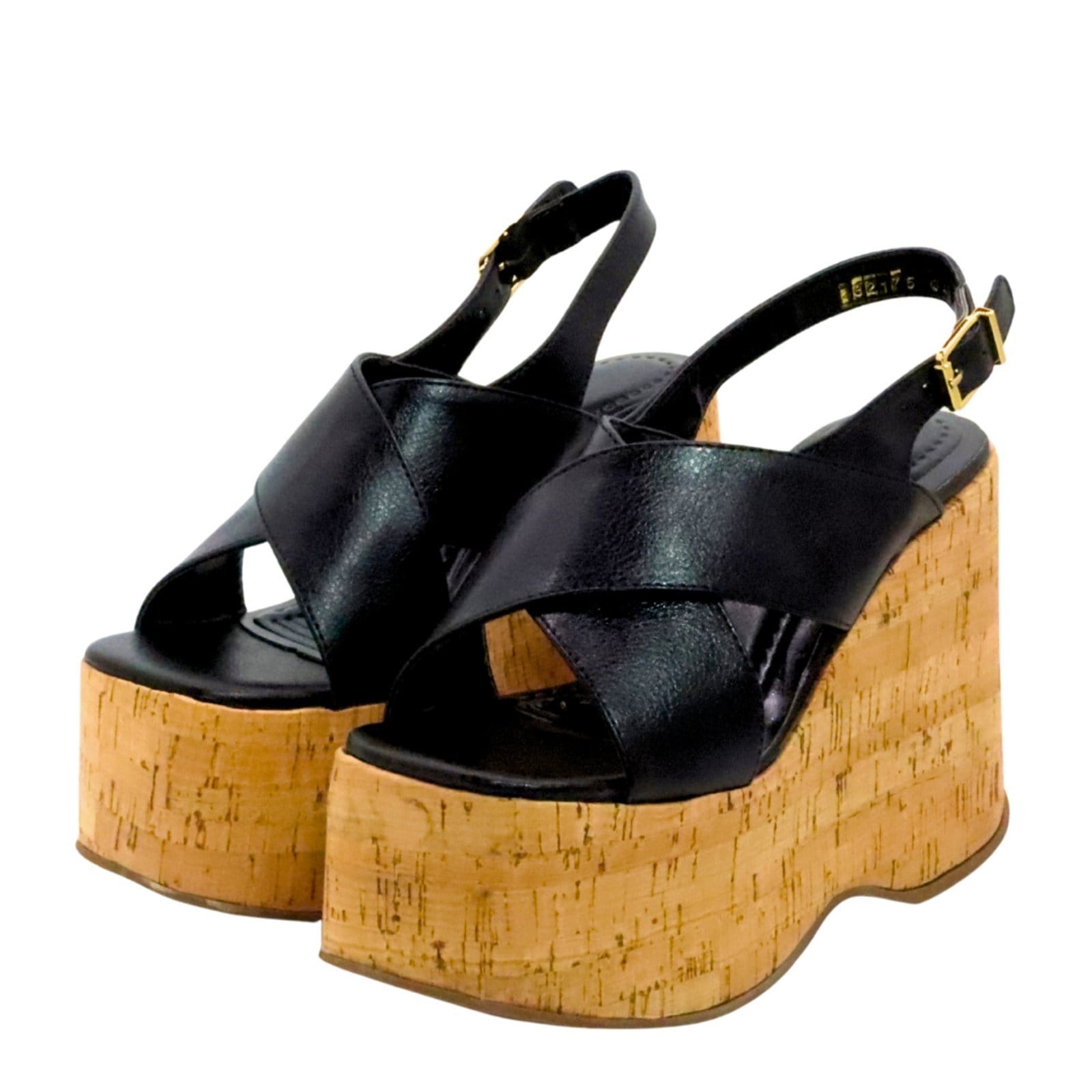 Vista principal Sandália Feminino Anabela Cortiça Plataforma 182175 Floter Flor da Pele preto