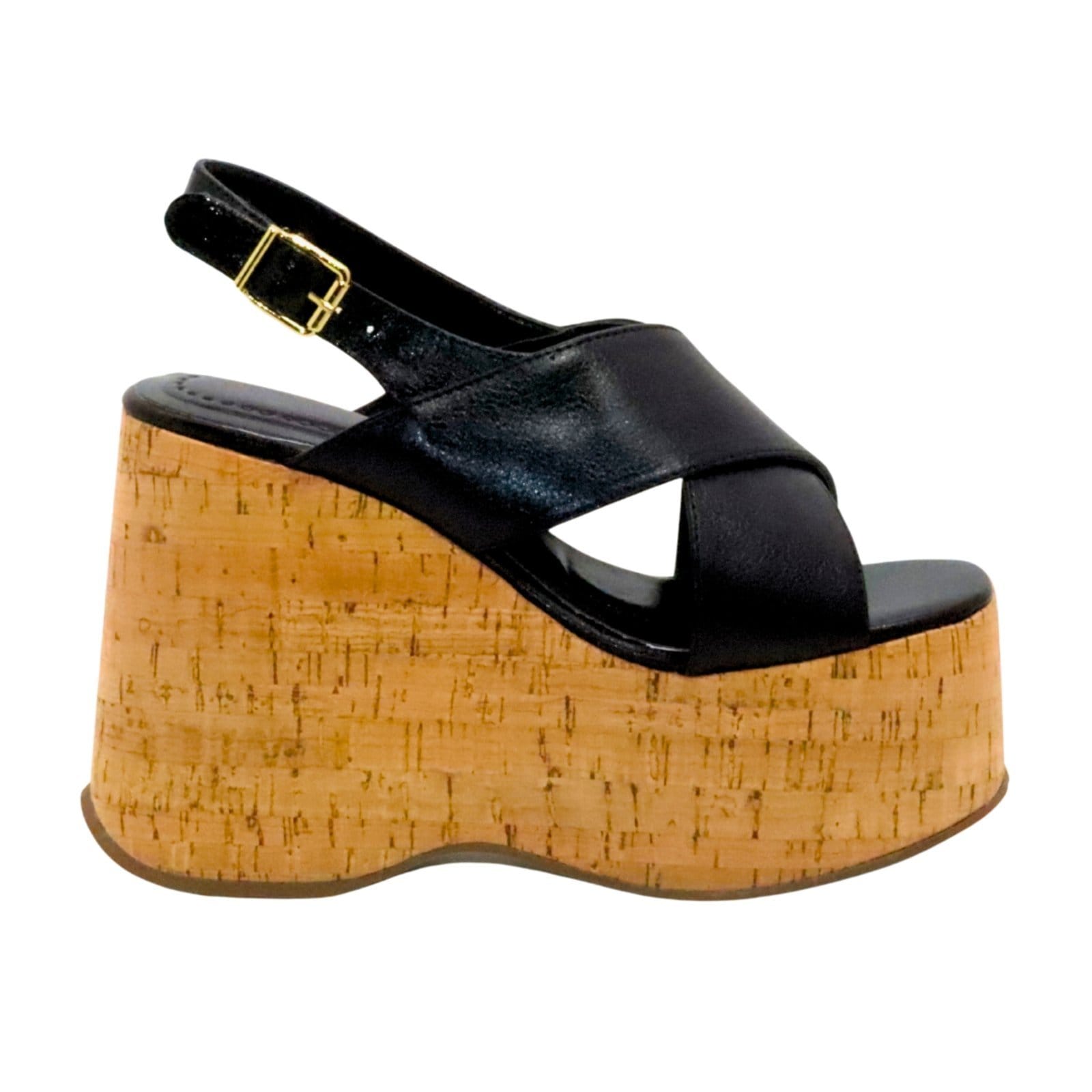 Vista 2 Sandália Feminino Anabela Cortiça Plataforma 182175 Floter Flor da Pele preto