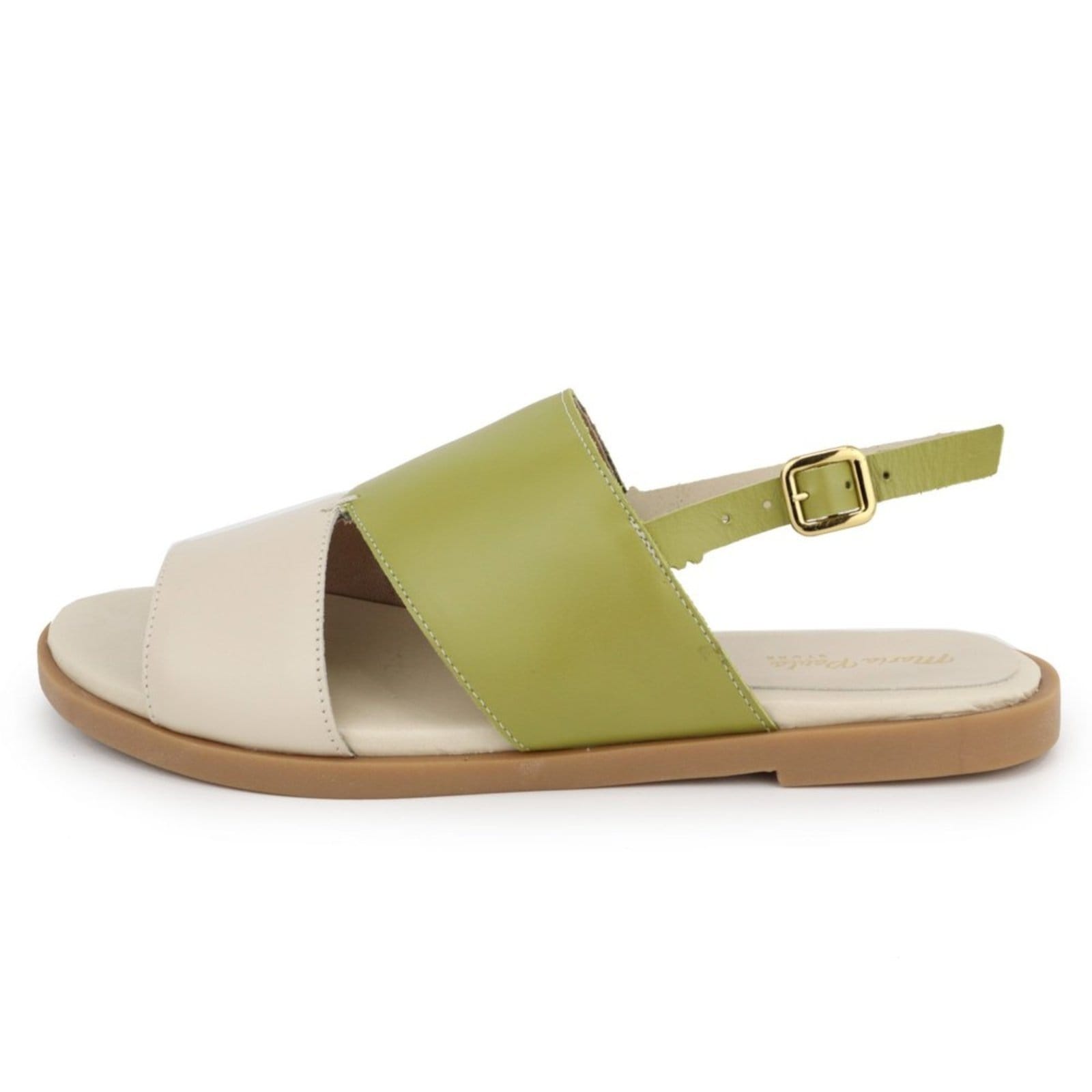 Sandália Rasteira Feminina em Couro Palmilha Extra Conforto Calce Fácil Maria Paula Off White