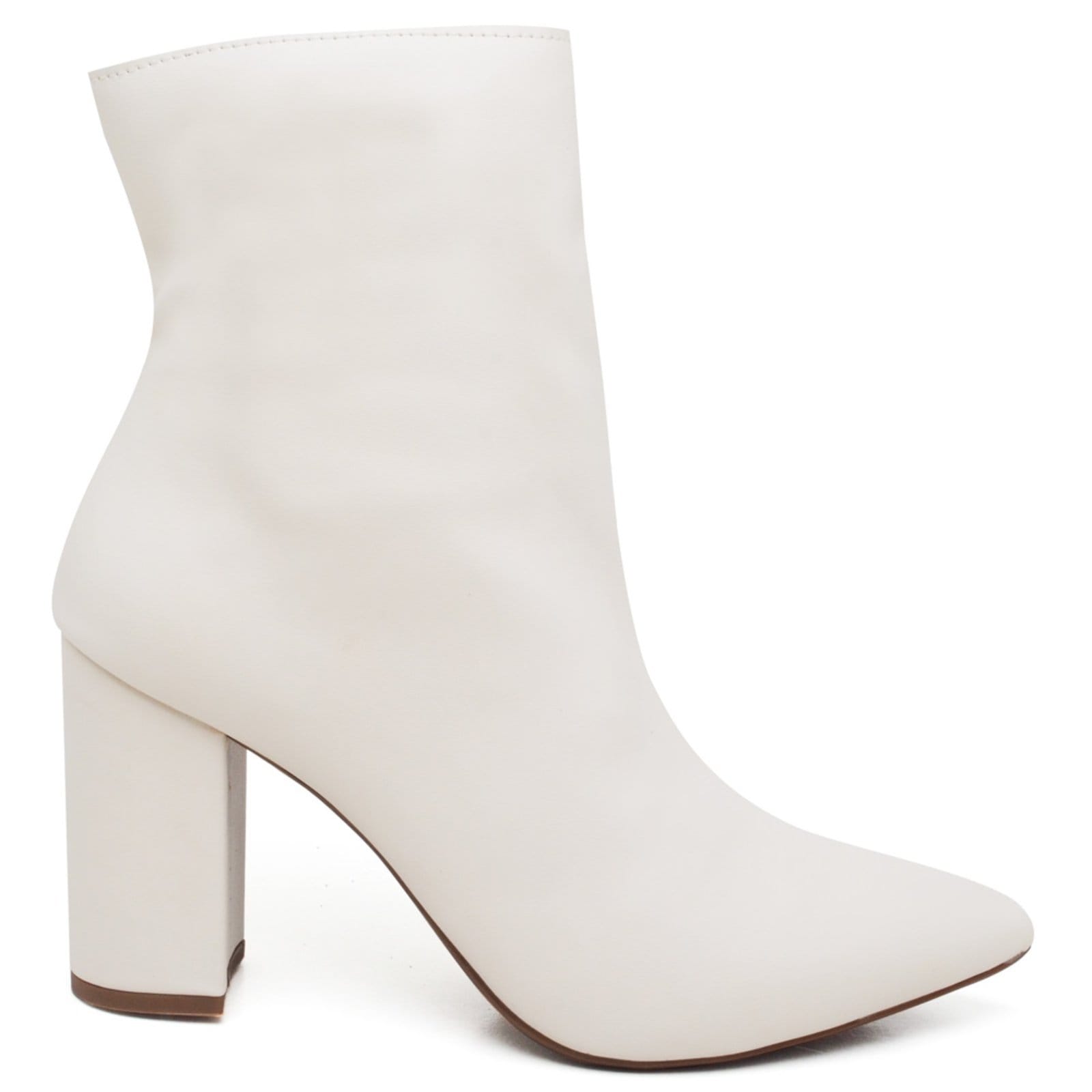 Vista 2 Bota Cano Curto Salto Grosso Médio Napa Off White Ella's ZAFREM branco white