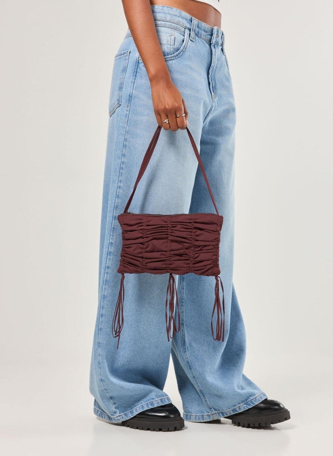 Vista 2 Bolsa Nylon Com Franzidos Youcom bordô