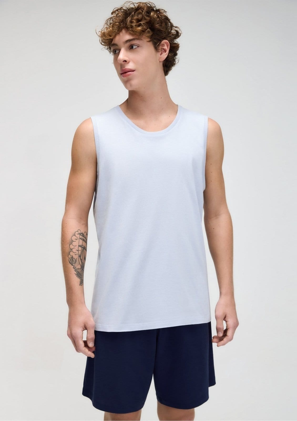 Vista 2 Pijama Curto Masculino Em Malha De Algodão Hering azul