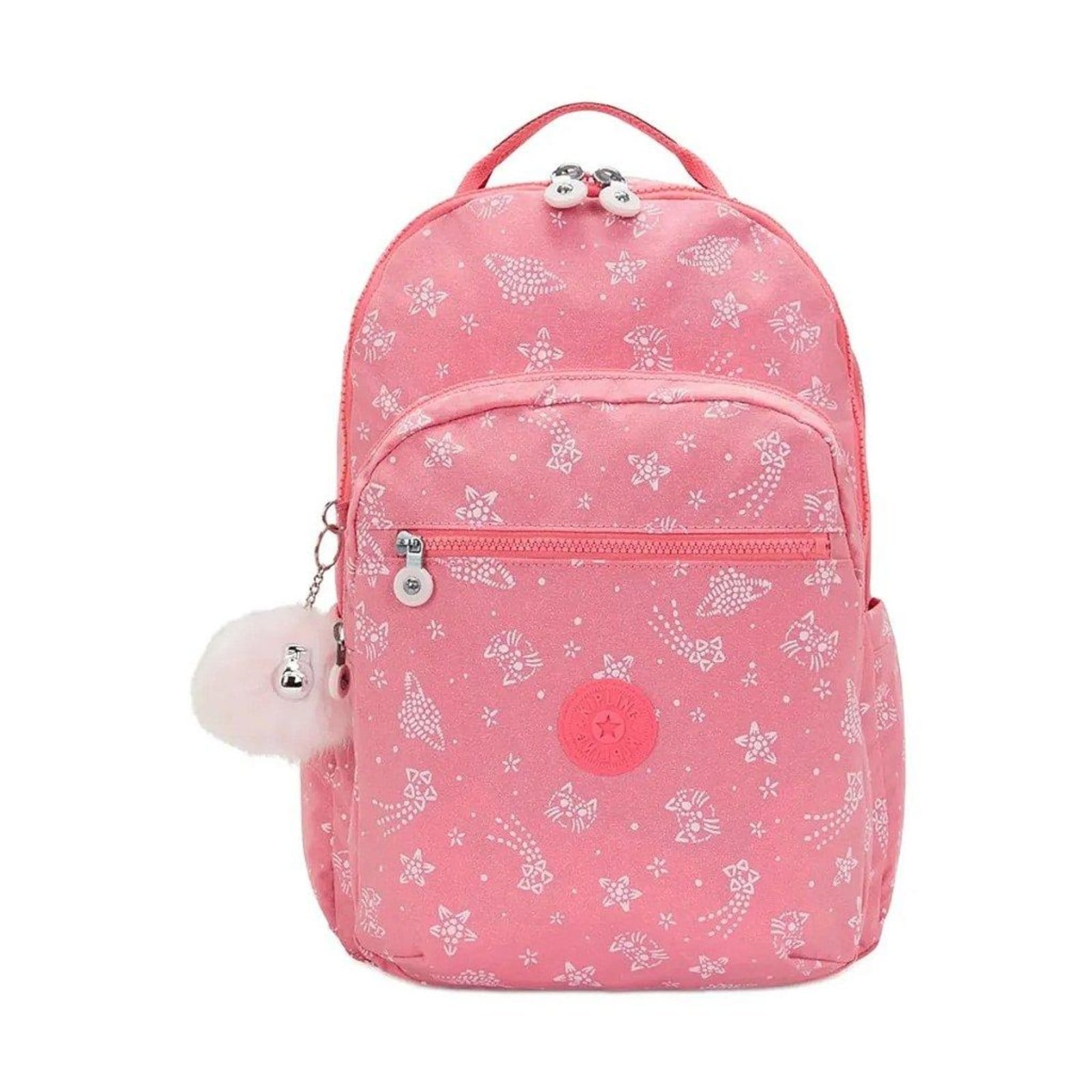 Vista principal Mochila Kipling Seoul Lap Glitter Cats Kipling rosa