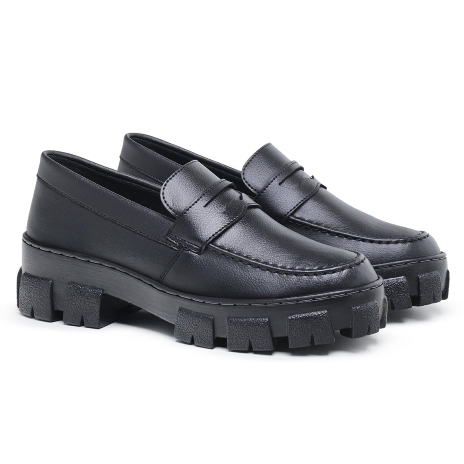 Vista 2 Mocassim Feminino Tratorado Oxford Fosco Hype preto