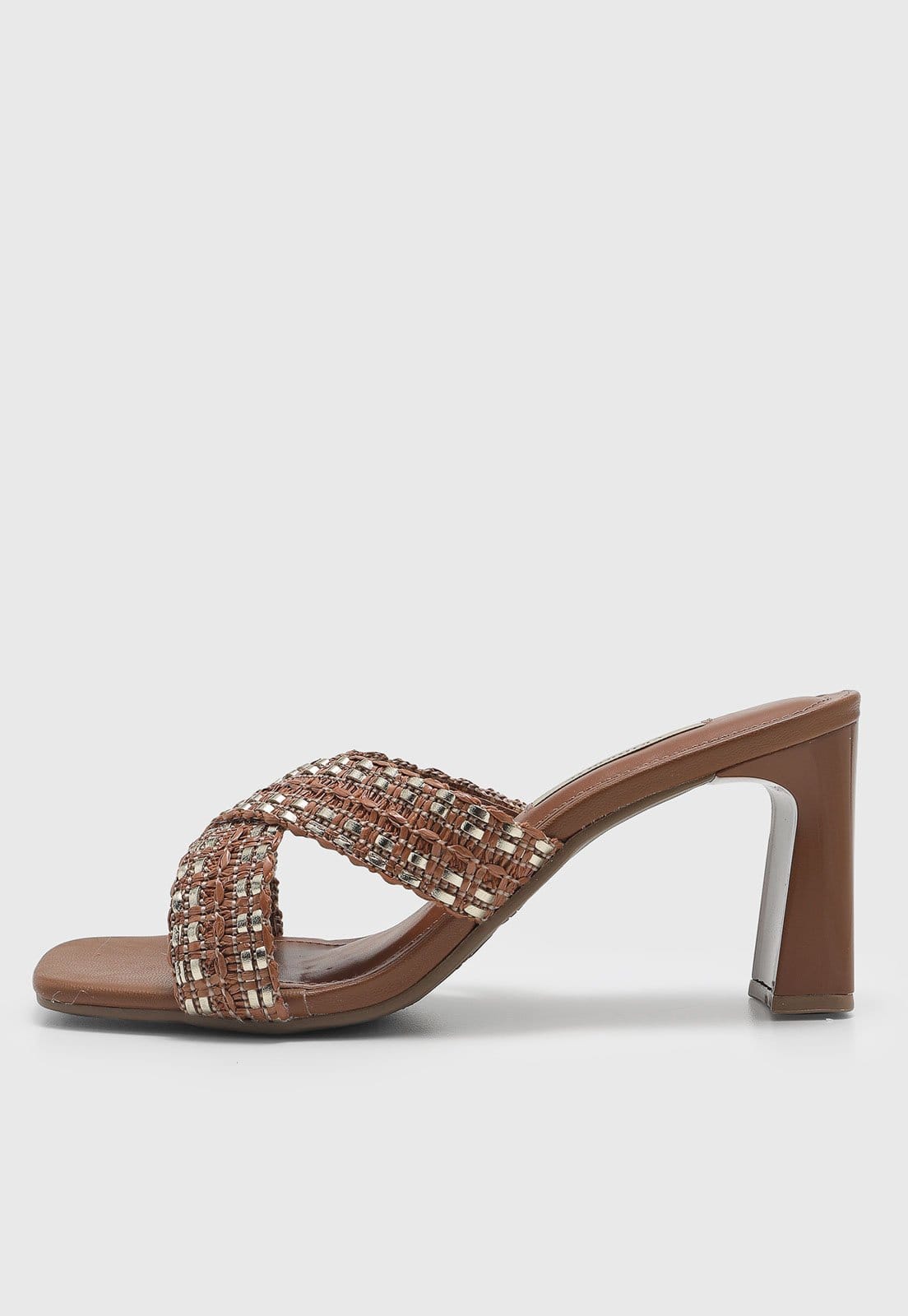 Sandália Feminina Via Marte Salto Bloco Tramado