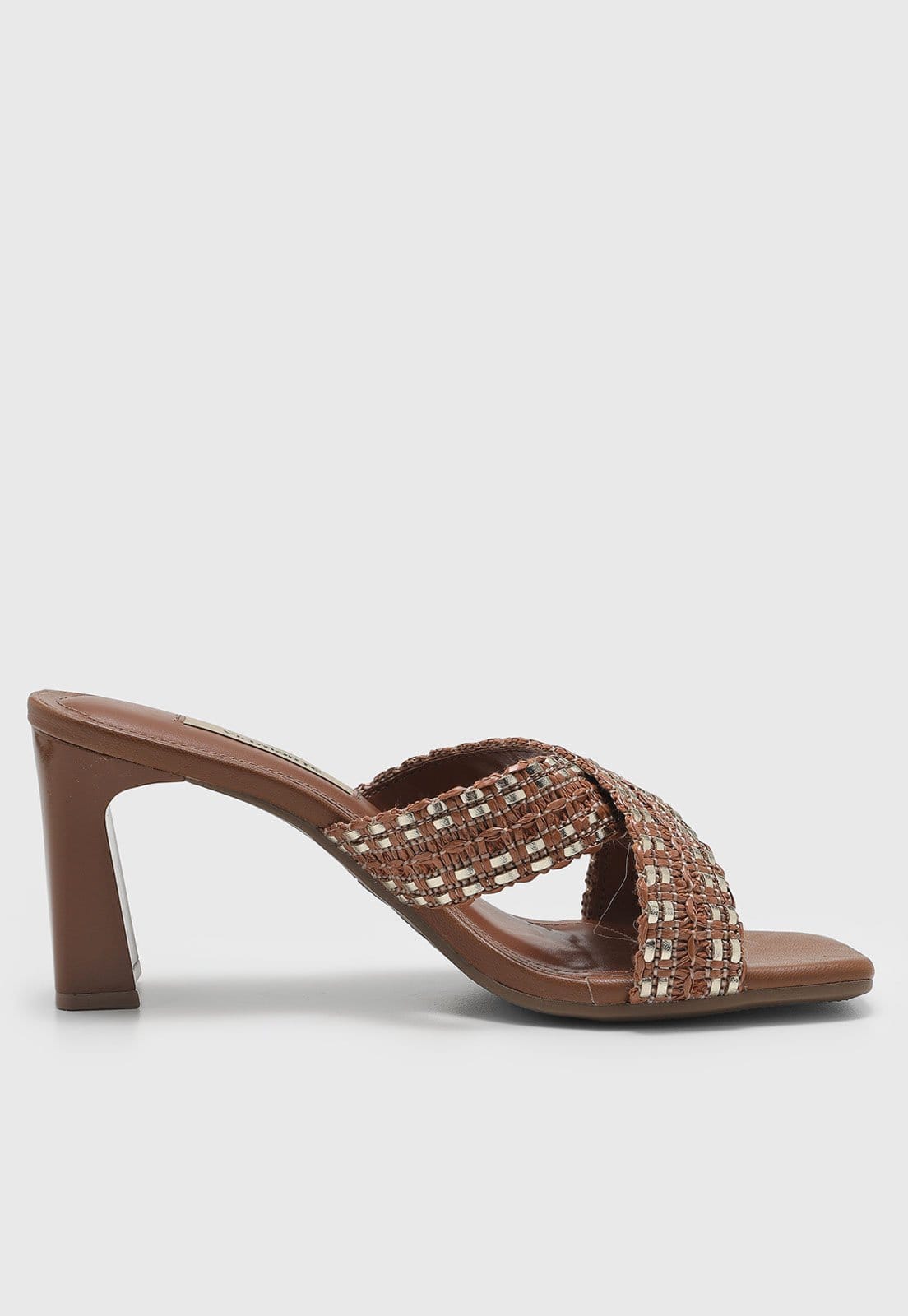 Vista 2 Sandália Feminina Via Marte Salto Bloco Tramado VIA MARTE marrom