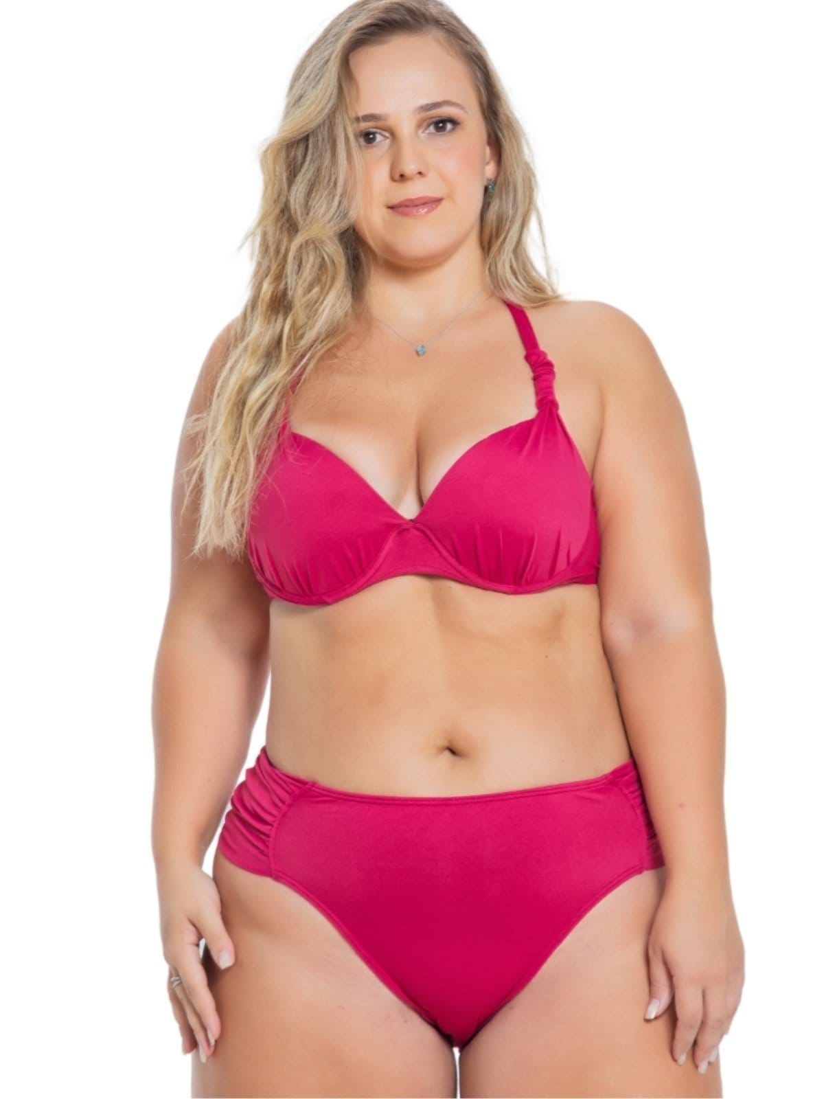 Biquini Plus Size Orla da Praia com Bojo Meia Taça e Calcinha Drapeada Escuro