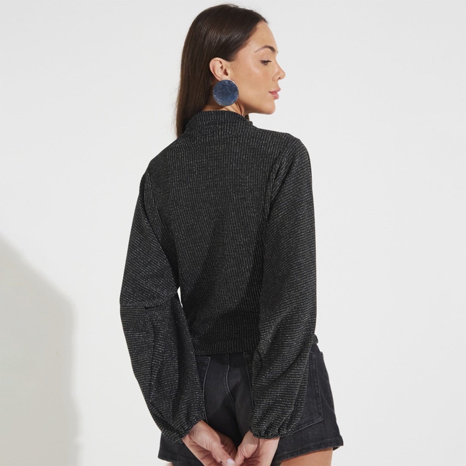 Vista 2 Moletom Forum Metalizado Amplo Ou25 Feminino Forum preto