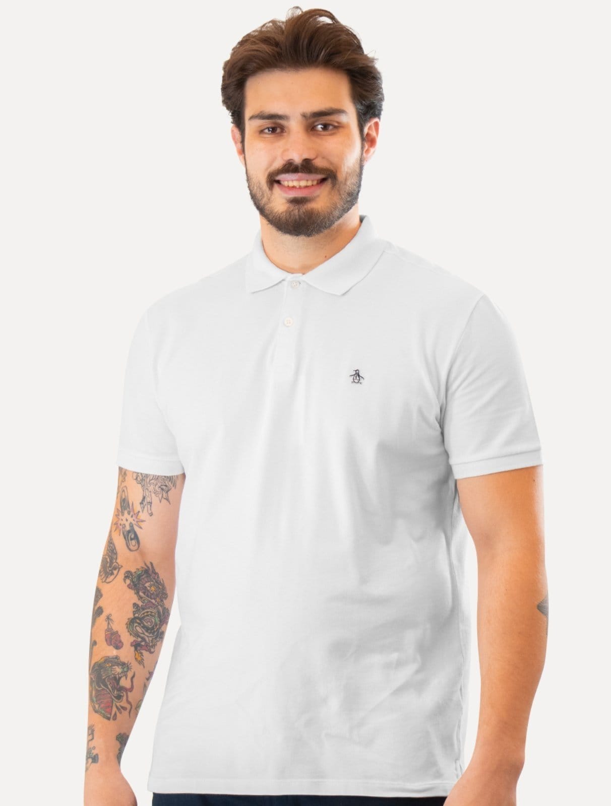 Vista principal Polo Original Penguin Masculina Piquet Classic Branca Original Penguin branco