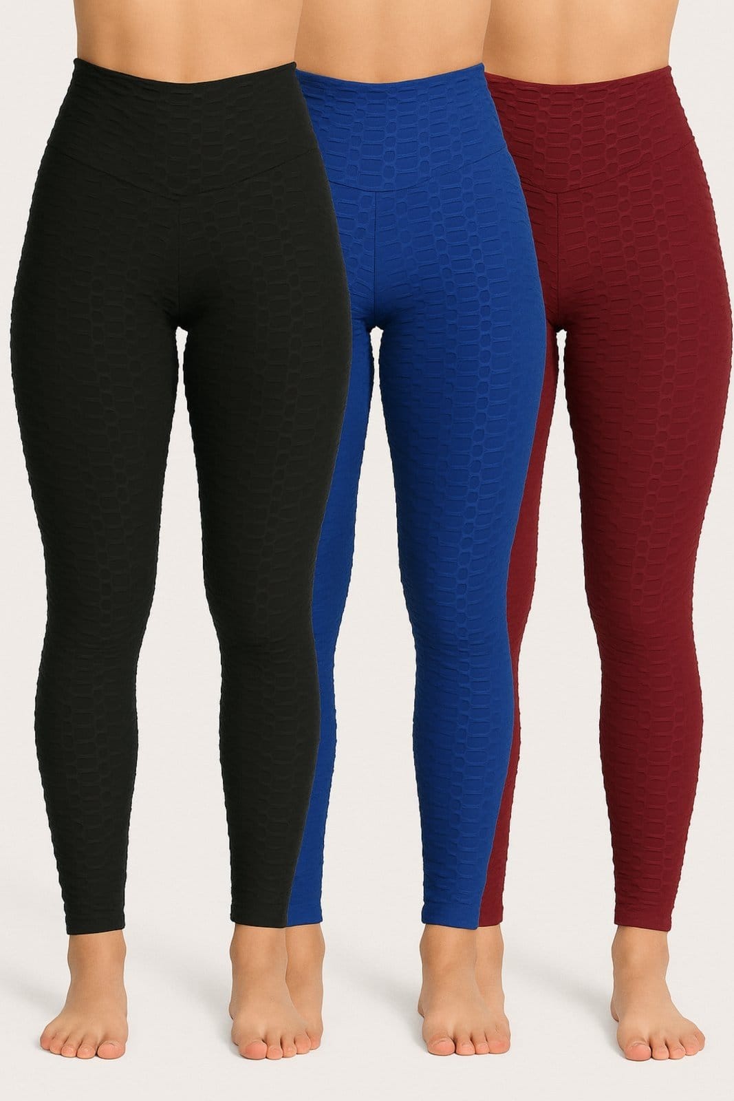 Vista principal Kit Com 3 Calça Leggings 3D D Bell Outlet Fashion Cós Alto Preto/Azul/Vinho D BELL OUTLET FASHION preto azul