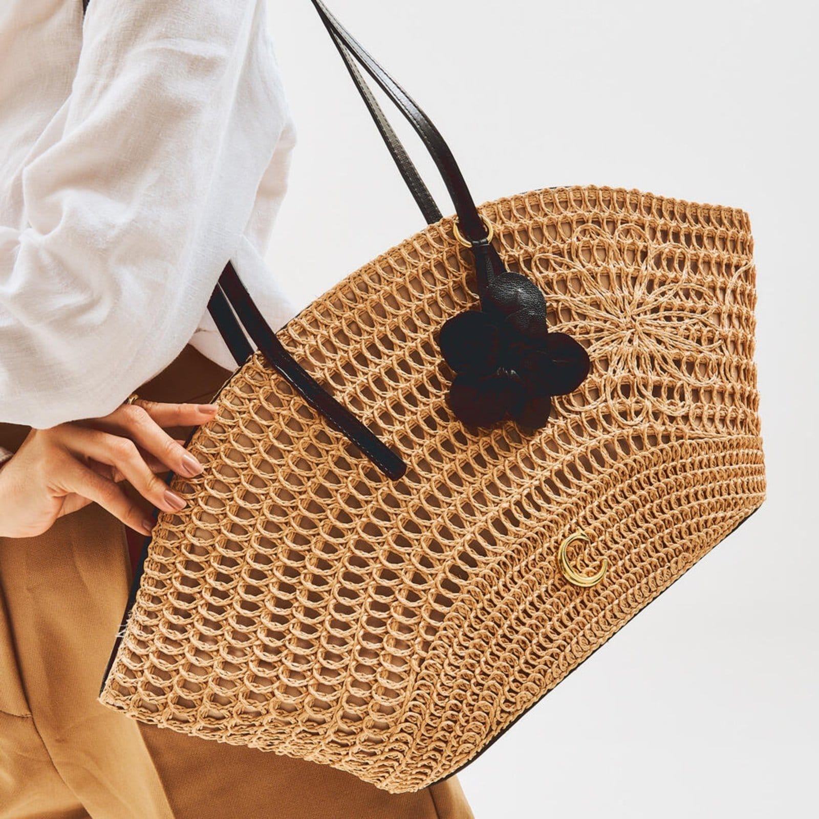 Vista 2 Bolsa Palha Natural Cecconello C2637-1 Cecconello incolor natural