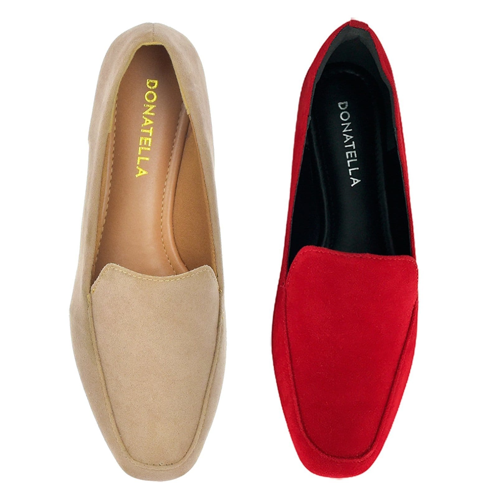 Kit 2 Pares Mocassim Feminino Donatella Shoes e Vermelho Camurça