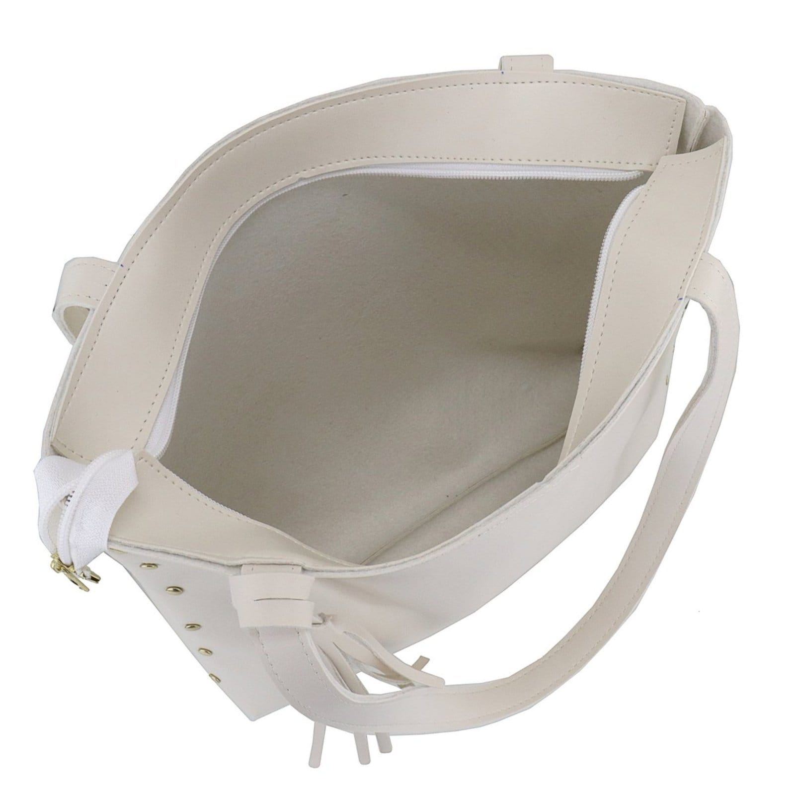 Vista 2 Bolsa Feminina Lavini Saco Shopper Sacola Grande Creme Lavini Shoes branco