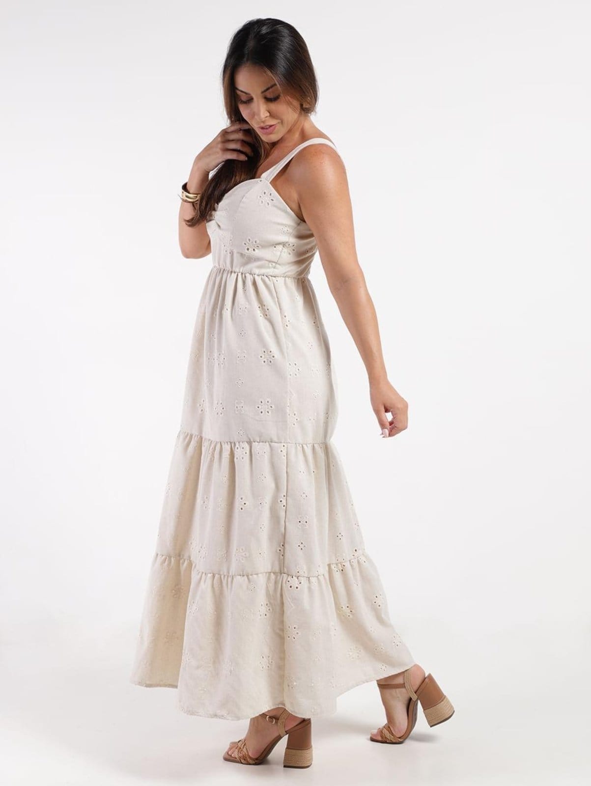 Vista 2 Vestido Midi Autentique Feminino NATURAL Autentique bege natural