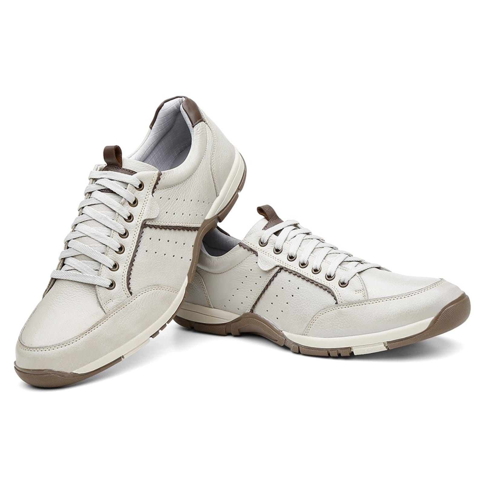 Vista 2 Sapatênis Centuria em Couro Tamanho Especial Cru Centuria Calçados off-white