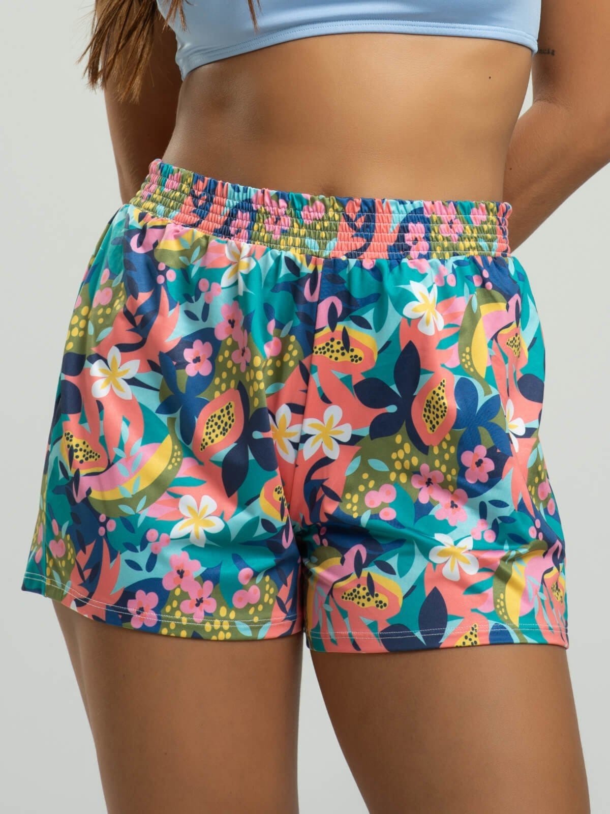 Short Curto Feminino Proteção Uv 50+ Moda Saída de Praia Vicbela Flor