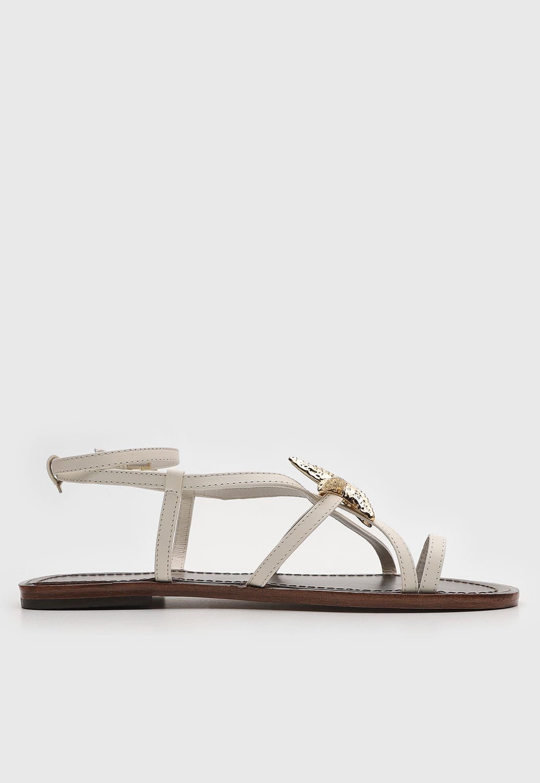 Vista principal Rasteira Feminina Arezzo Tiras Fechada Off-White Arezzo off-white white