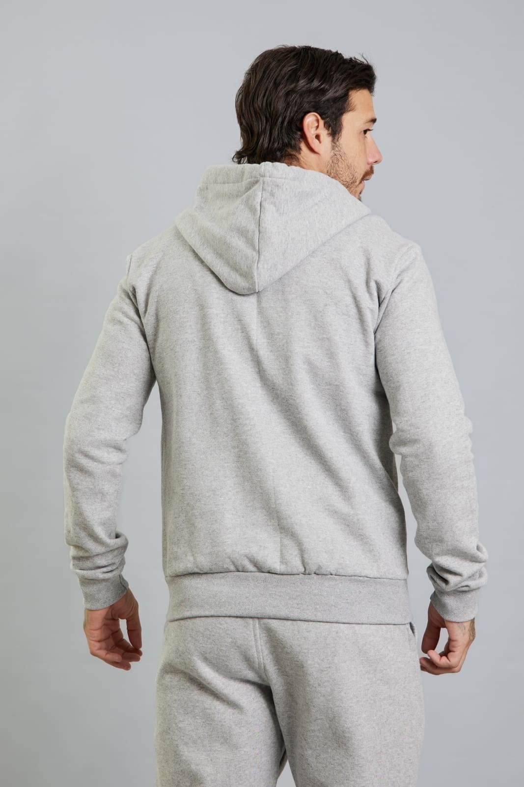 Vista 2 Blusa de Moletom Masculina Canguru com Capuz Dialogo Jeans Mescla DIALOGO cinza