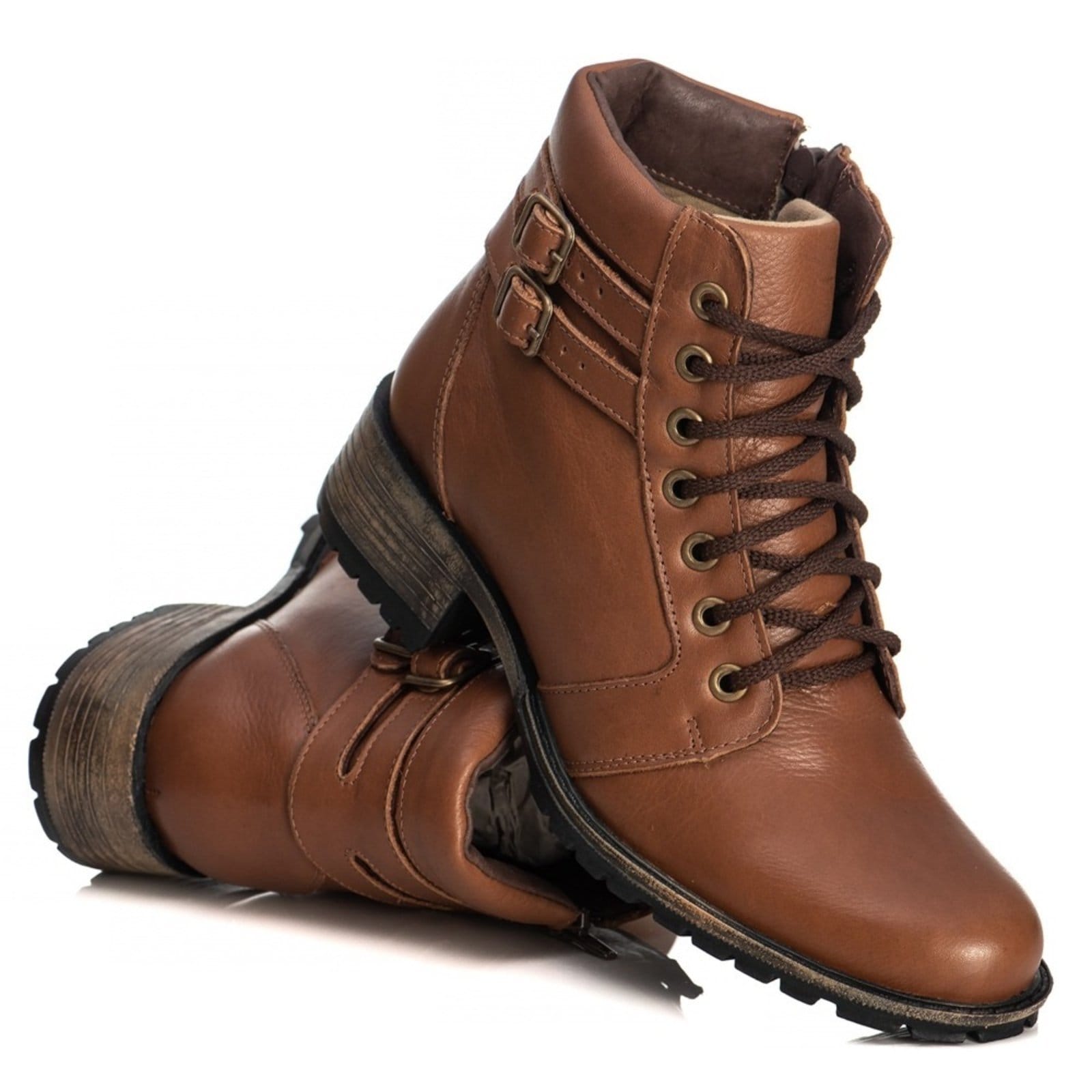 Vista 2 BOTA COTURNO FEMININO DE COURO, SOLA TRATORADA, MARCA: KAUANY CALÇADOS REF.:2000 Havana Mister Couros branco
