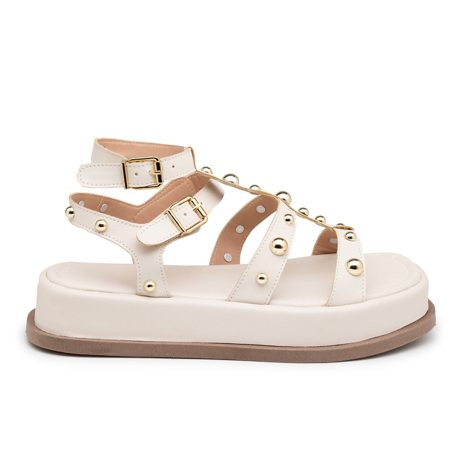 Vista 2 Sandália Papete Flatform Feminina Detalhes Off White183070 Flor da Pele off-white