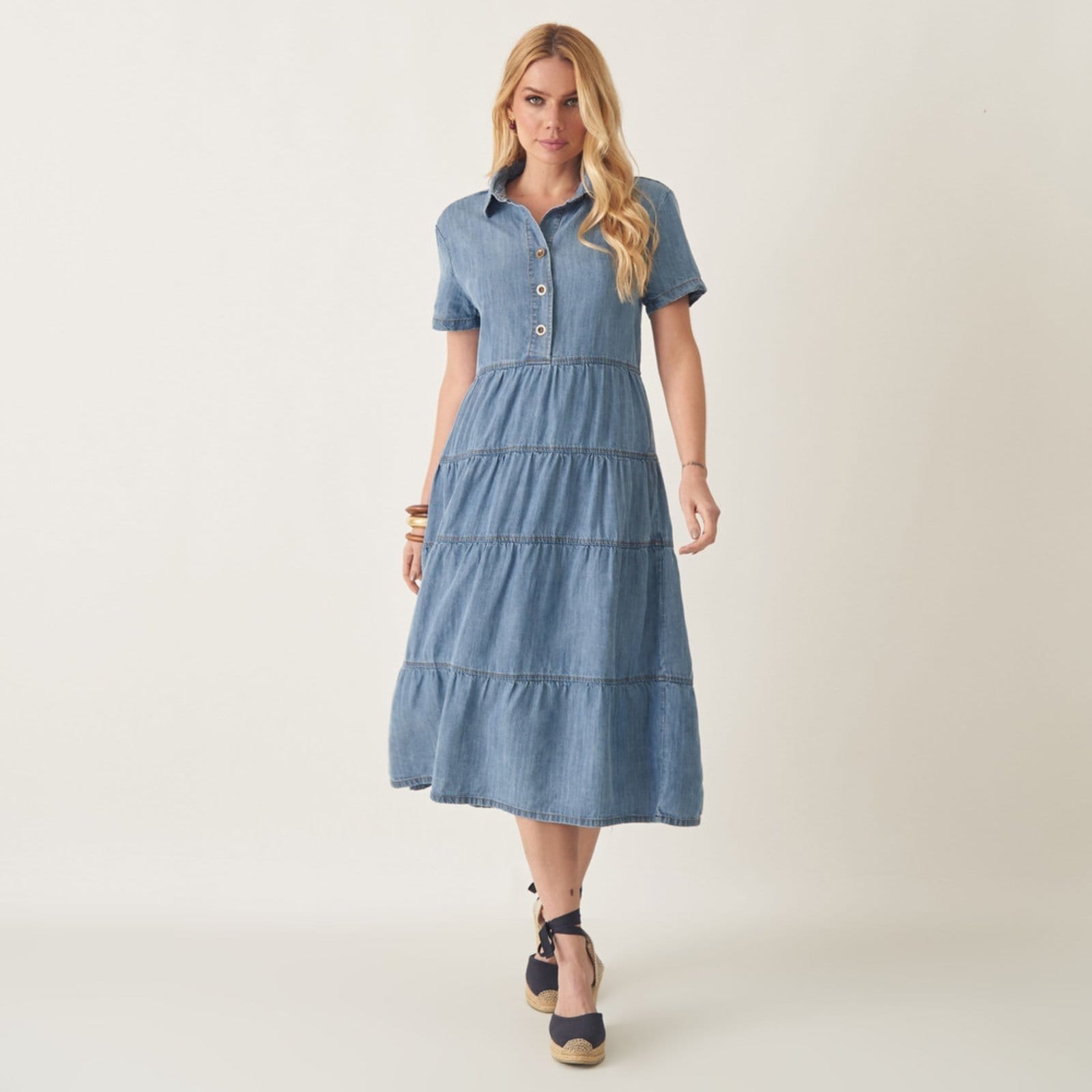 Vista principal Vestido Jeans Tencel 4 Marias com Gola Bloom azul