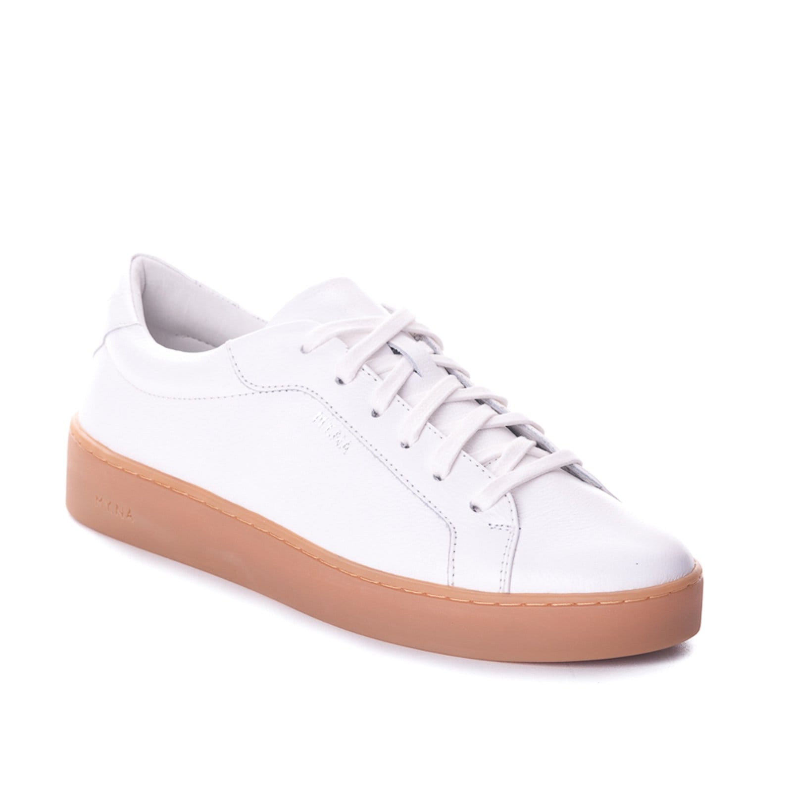 Vista principal Tênis MY.NA Y1 Couro Legítimo Branco Sola Natural MY.NA branco natural