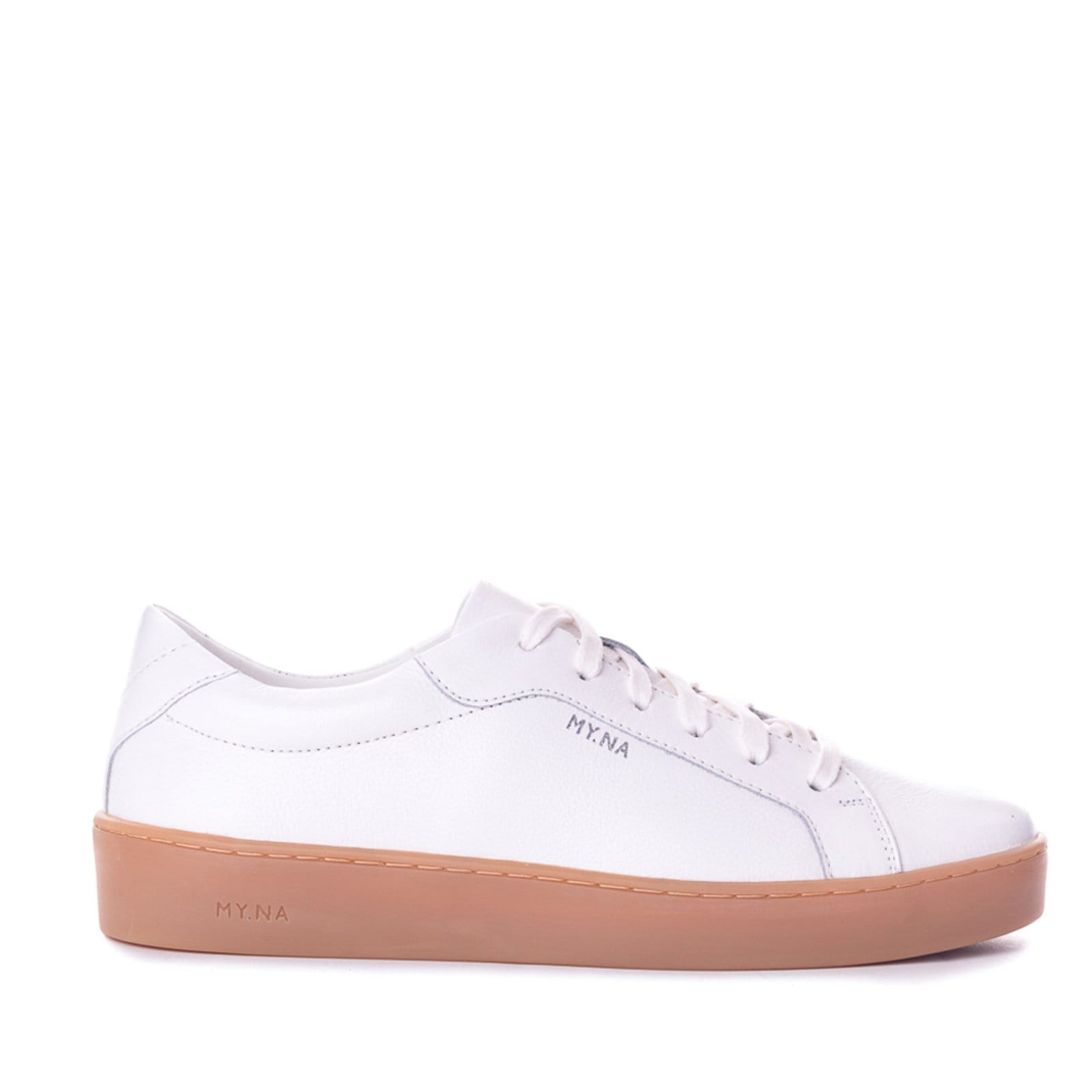 Vista 2 Tênis MY.NA Y1 Couro Legítimo Branco Sola Natural MY.NA branco natural