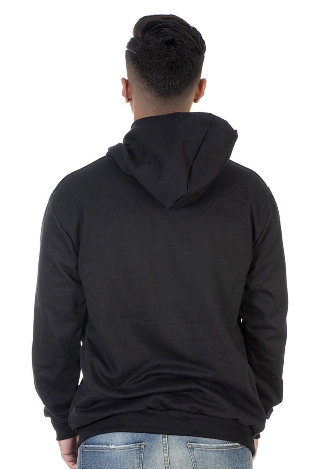 Vista 2 Moletom Masculino Lavini Canguru Blusa De Frio liso Com Capuz Lavini Shoes preto